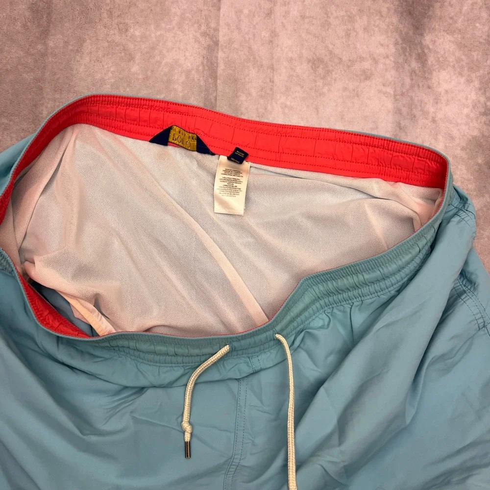 Polo Ralph Lauren Swim Shorts Mens XL Light Blue Excellent Trunks Mesh Lined